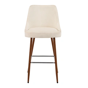 Hot Sale Modern Nordic Bar Stool Grey Fabric Backrest Metal Frame Kitchen Bar Stool