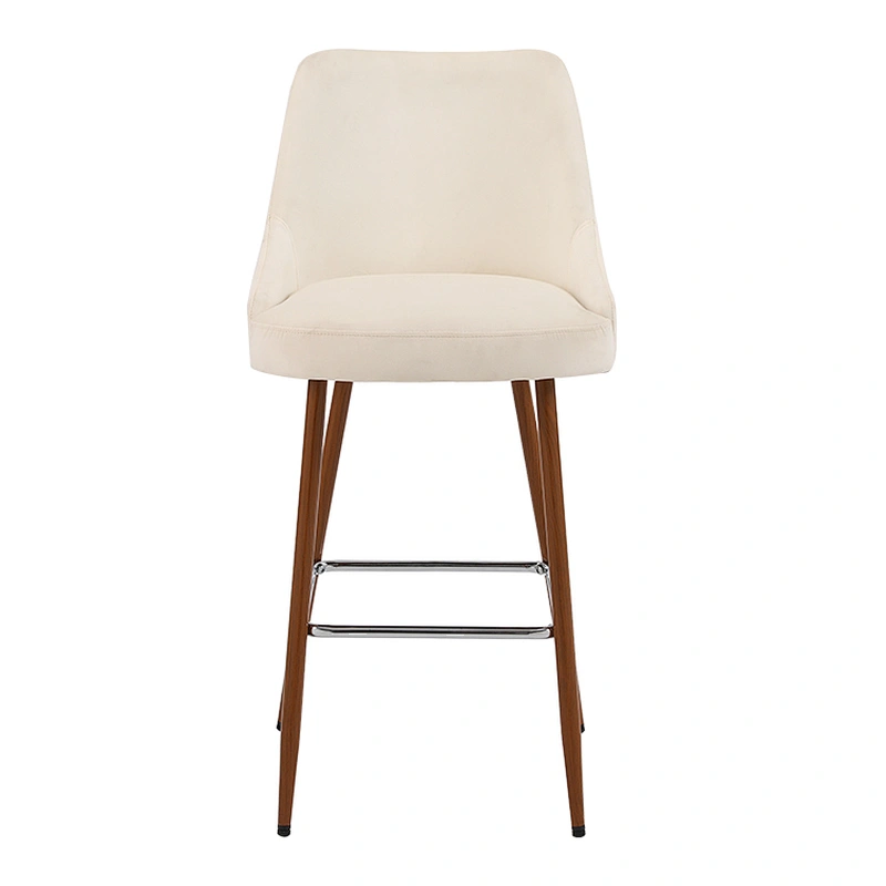 Hot Sale Modern Nordic Bar Stool Grey Fabric Backrest Metal Frame Kitchen Bar Stool
