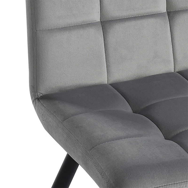 Grey velvet fabric hot selling new design with metal iron black power coating dinning chair leisure chair
