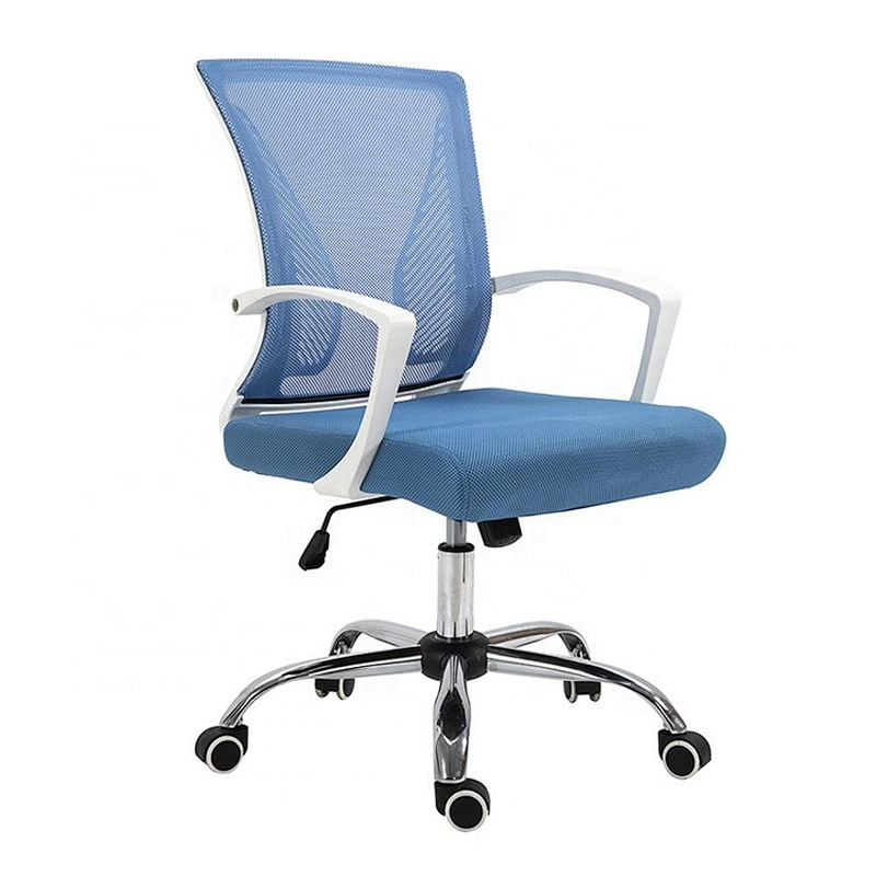 Anji White Revolving Mesh Metal Armrest Grey Fabric Office With Metal Base 5 Wheels Ergonomic Chair For Sale