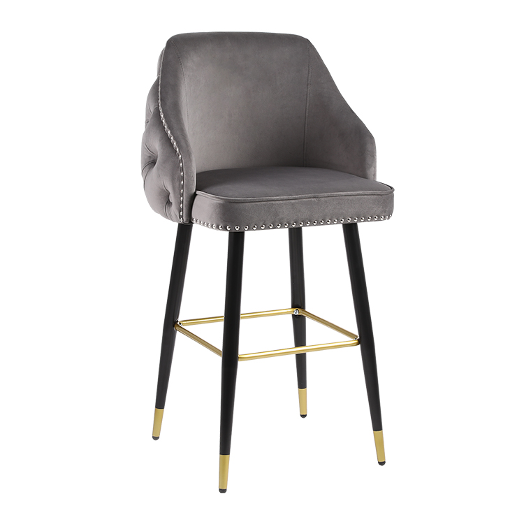 Wholesale hotel metal modern chairs counter height bar stools chair with velvet for sale good quality bar chair