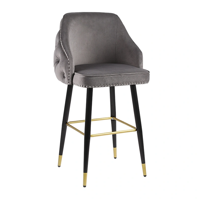 Wholesale hotel metal modern chairs counter height bar stools chair with velvet for sale good quality bar chair