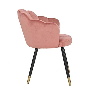 Modern Home Pink Velvet Curved Shaped Leisure Accent Chair Plating Golden Metal Leg