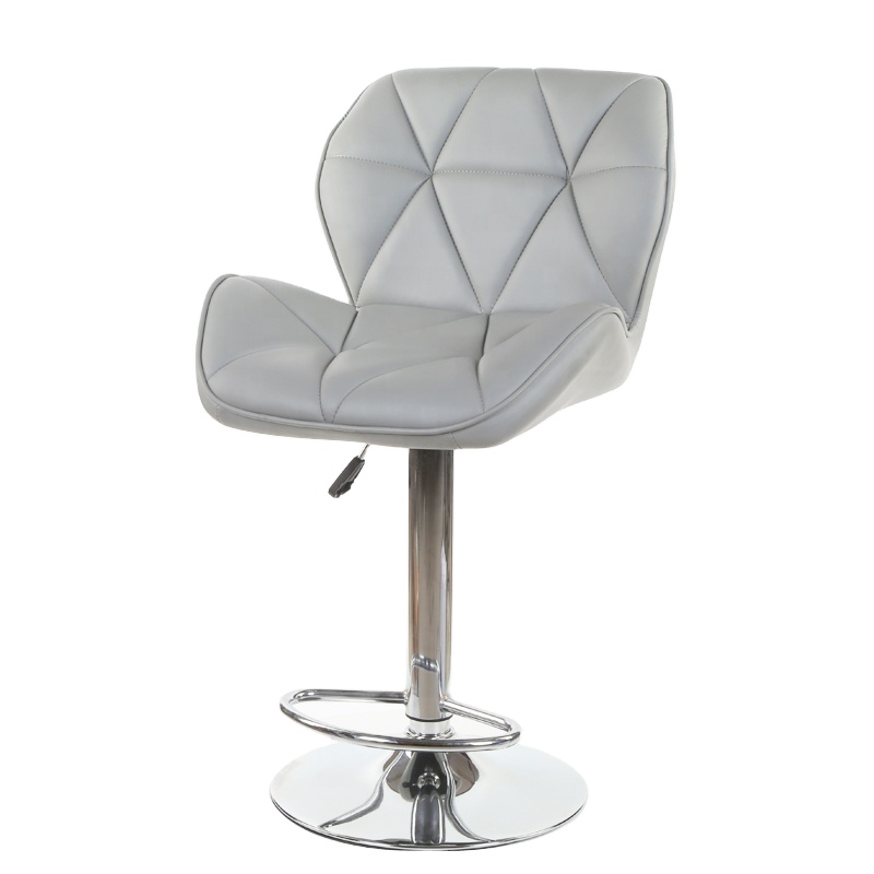PU Leather Modern Adjustable Swivel Metal High Bar Stool with Back