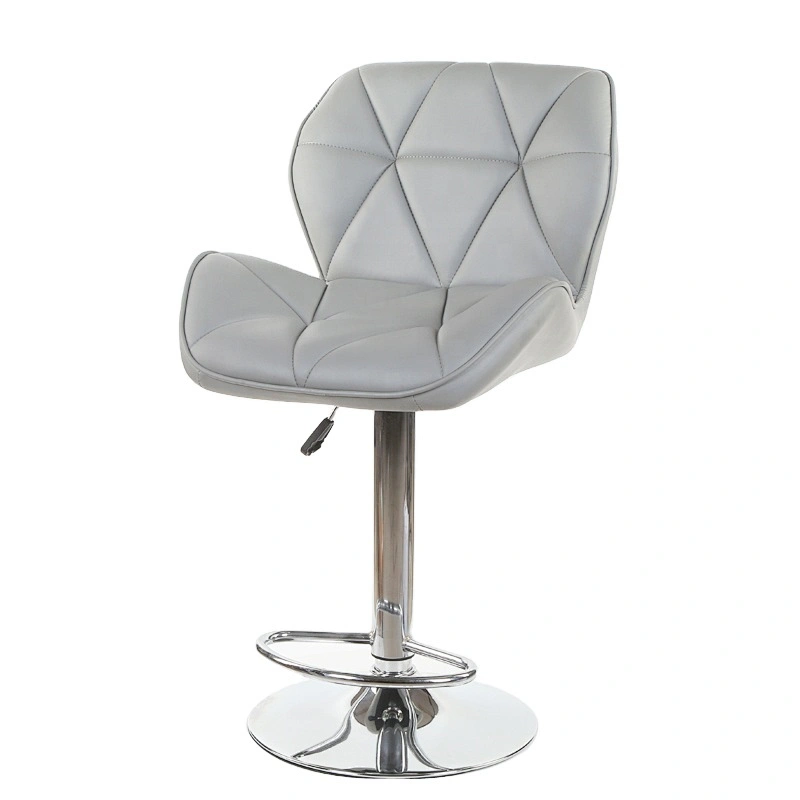 PU Leather Modern Adjustable Swivel Metal High Bar Stool with Back