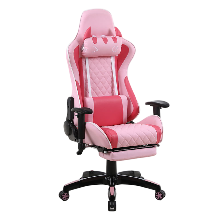 Leather custom logo adult big pink lady ergonomic gaming chair