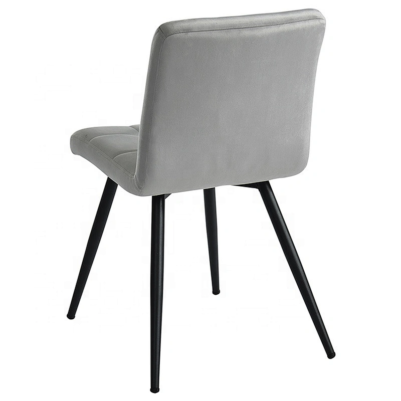 Grey velvet fabric hot selling new design with metal iron black power coating dinning chair leisure chair