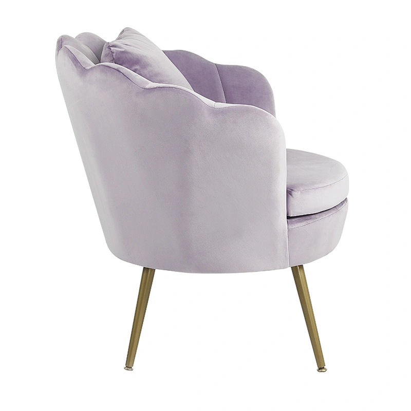 JIEMAX Wholesale Modern Flower Shape Luxury Fabric Lisure Lounge Chairs Armrest Grey Velvet Accent Chair for Living Room