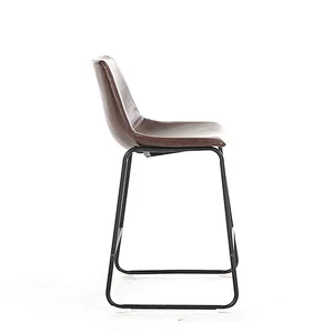 Wholesale Dining Chairs Modern Metal Design PU Leather High Bar Stool