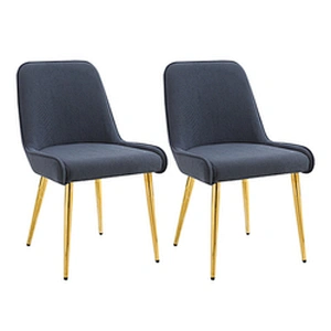 Modern Design Luxury European Upholstered Dining Room Chairs Blue Velvet Dining Chairs With Gold Legs