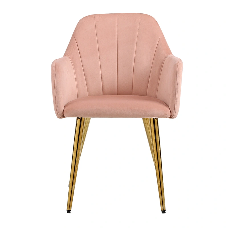 Restaurant Furniture Coffee Table Home Dining Room Modern Metal Cafe Pink Velvet Chair
