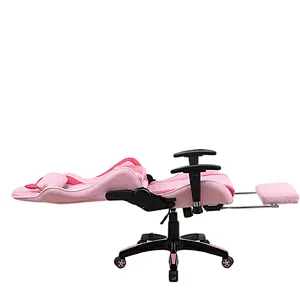 Leather custom logo adult big pink lady ergonomic gaming chair
