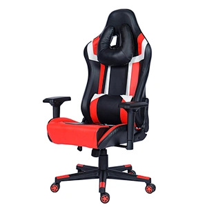 Modern Blue With White PVC 2D Armrest Design Best Sell Luxury U Shape Headrest custom Gaming Chair With Footrest
