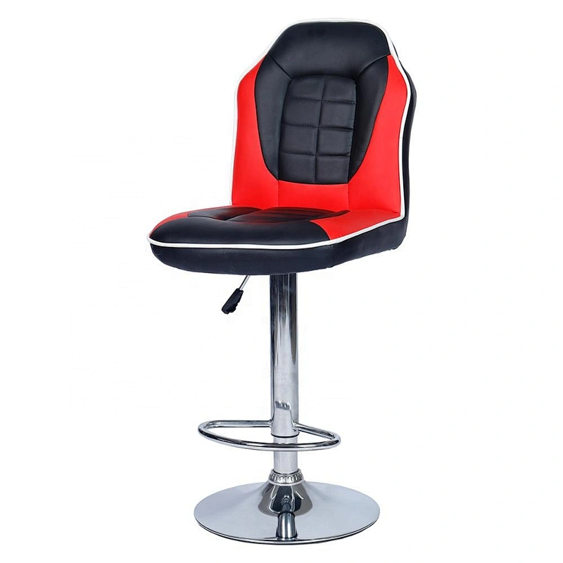 Fashion Design PU Leather Bar Chair with Back Comfortable Thick Foam Commercial Bar Stool with Footrest