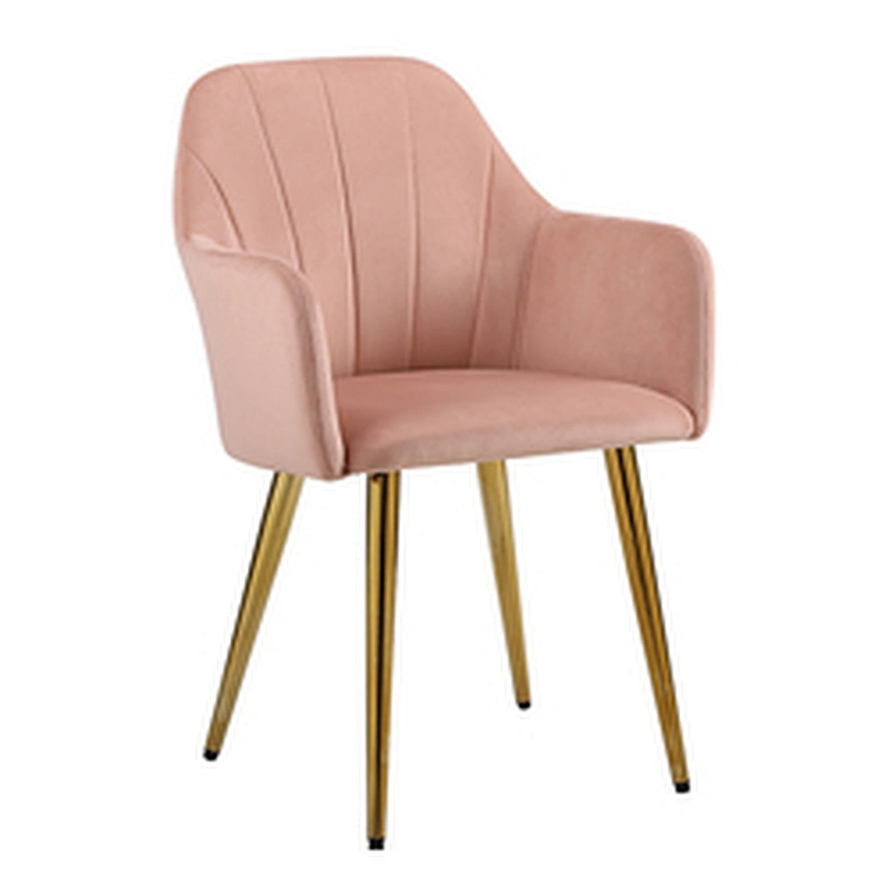 Restaurant Furniture Coffee Table Home Dining Room Modern Metal Cafe Pink Velvet Chair