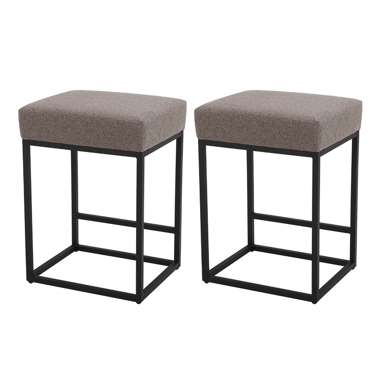 Kitchen Counter Modern Gold Barstools Upholstered Square Stools Backless Farmhouse Island Chairs