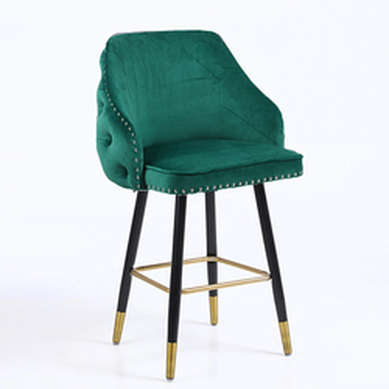Wholesale hotel metal modern chairs counter height bar stools chair with velvet for sale good quality bar chair