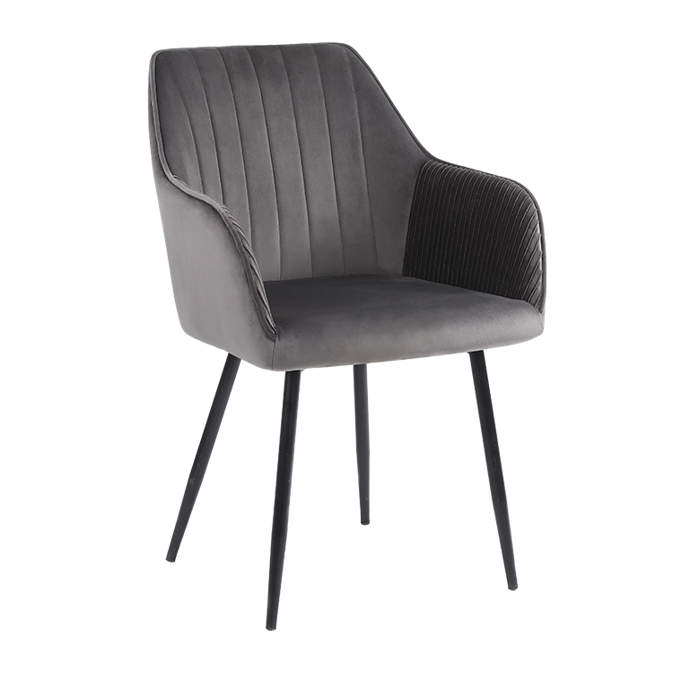 Quality modern nordic style dining room velvet fabric upholstered armrest dining chair