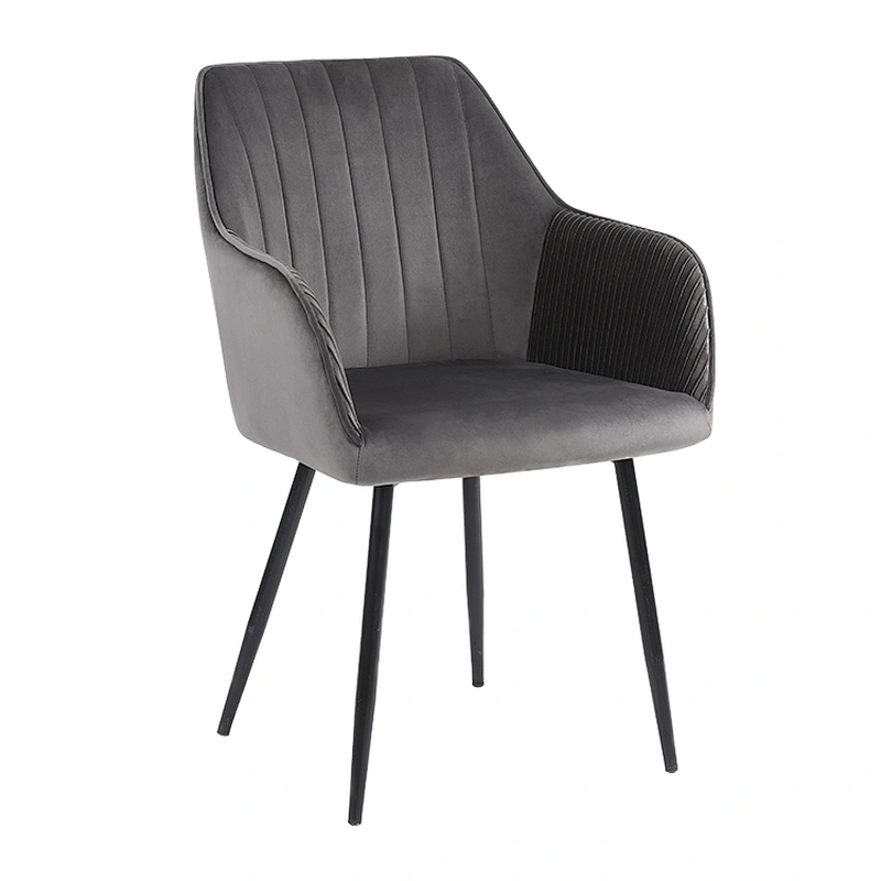 Quality modern nordic style dining room velvet fabric upholstered armrest dining chair