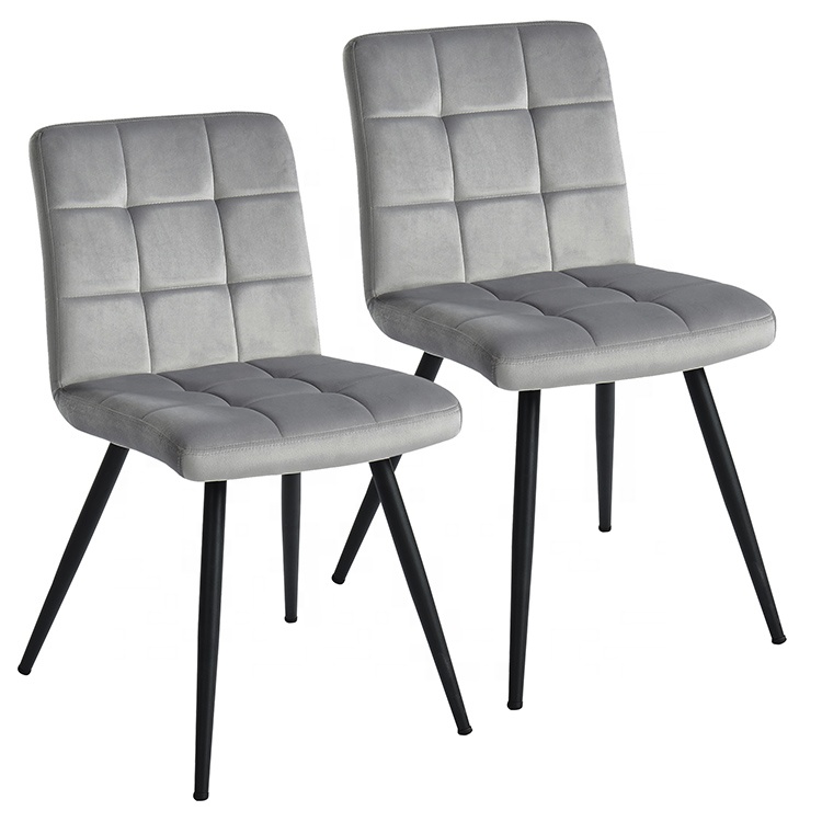 Grey velvet fabric hot selling new design with metal iron black power coating dinning chair leisure chair