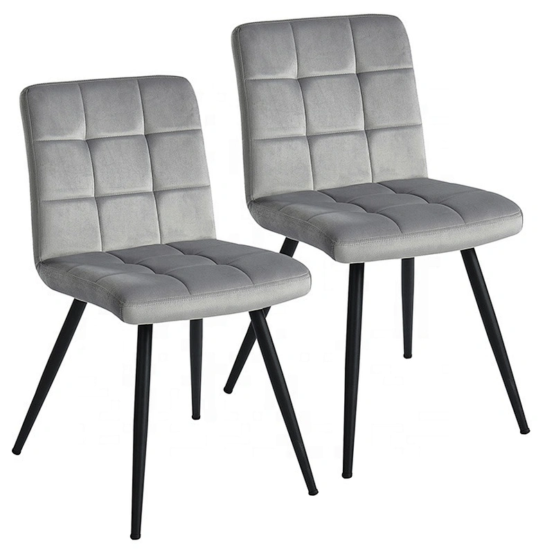 Grey velvet fabric hot selling new design with metal iron black power coating dinning chair leisure chair