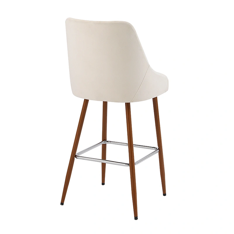 Hot Sale Modern Nordic Bar Stool Grey Fabric Backrest Metal Frame Kitchen Bar Stool