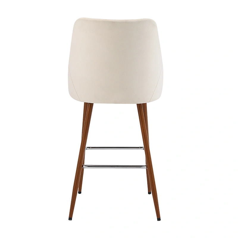 Hot Sale Modern Nordic Bar Stool Grey Fabric Backrest Metal Frame Kitchen Bar Stool