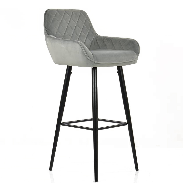 Traditional Industrial Sewing Seat luxury metal bar stools velvet
