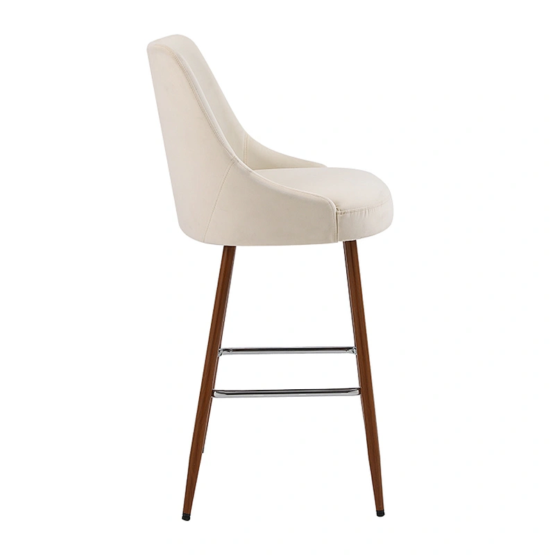 Hot Sale Modern Nordic Bar Stool Grey Fabric Backrest Metal Frame Kitchen Bar Stool