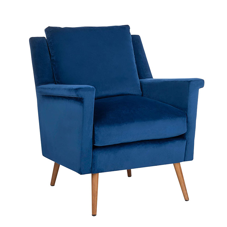 Ergonomic living room velvet upholstered arm rest chair accent task velvet arm chair