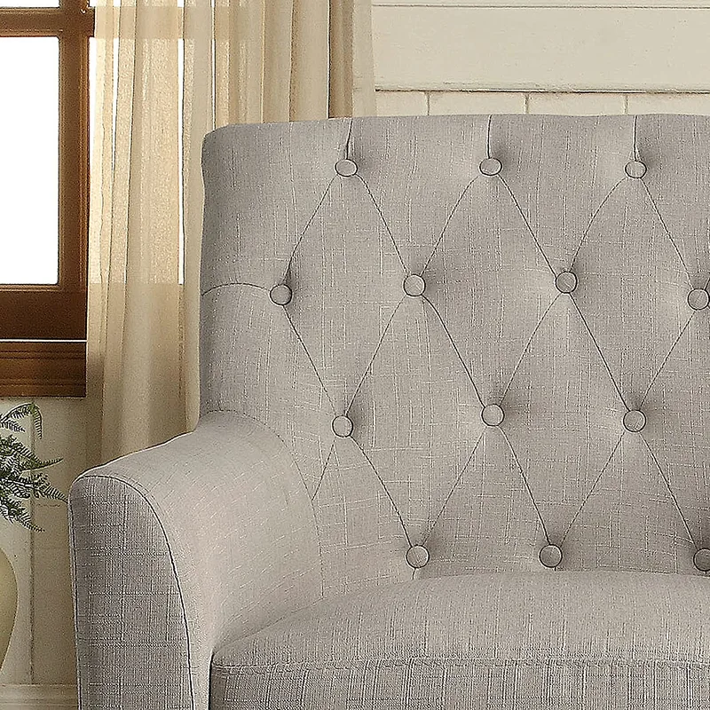 Tufted Upholstered Fine Linen Accent Armchair Living Room Home Office Reception Chair