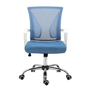 Anji White Revolving Mesh Metal Armrest Grey Fabric Office With Metal Base 5 Wheels Ergonomic Chair For Sale