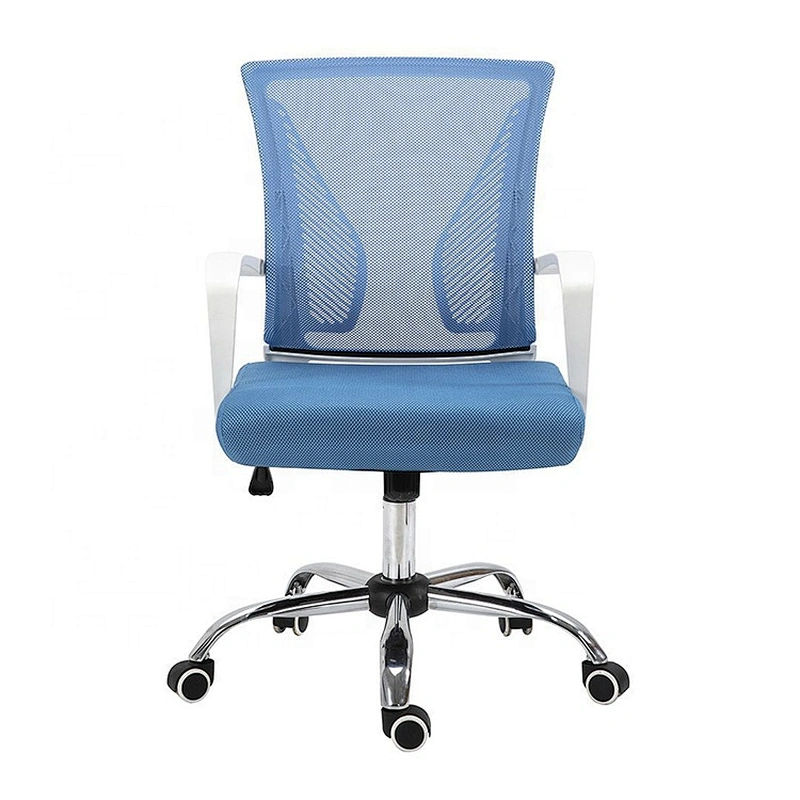 Anji White Revolving Mesh Metal Armrest Grey Fabric Office With Metal Base 5 Wheels Ergonomic Chair For Sale