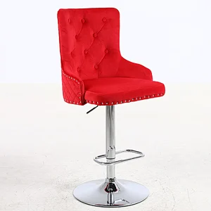 Modern luxury velvet kitchen counter tufted bar stool