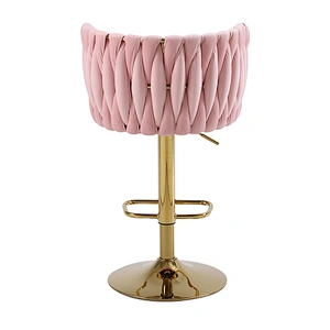 Luxury Vintage Adjustable Bar Stool With Silver Legs Backrest And Footstool