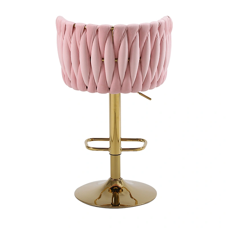 Luxury Vintage Adjustable Bar Stool With Silver Legs Backrest And Footstool
