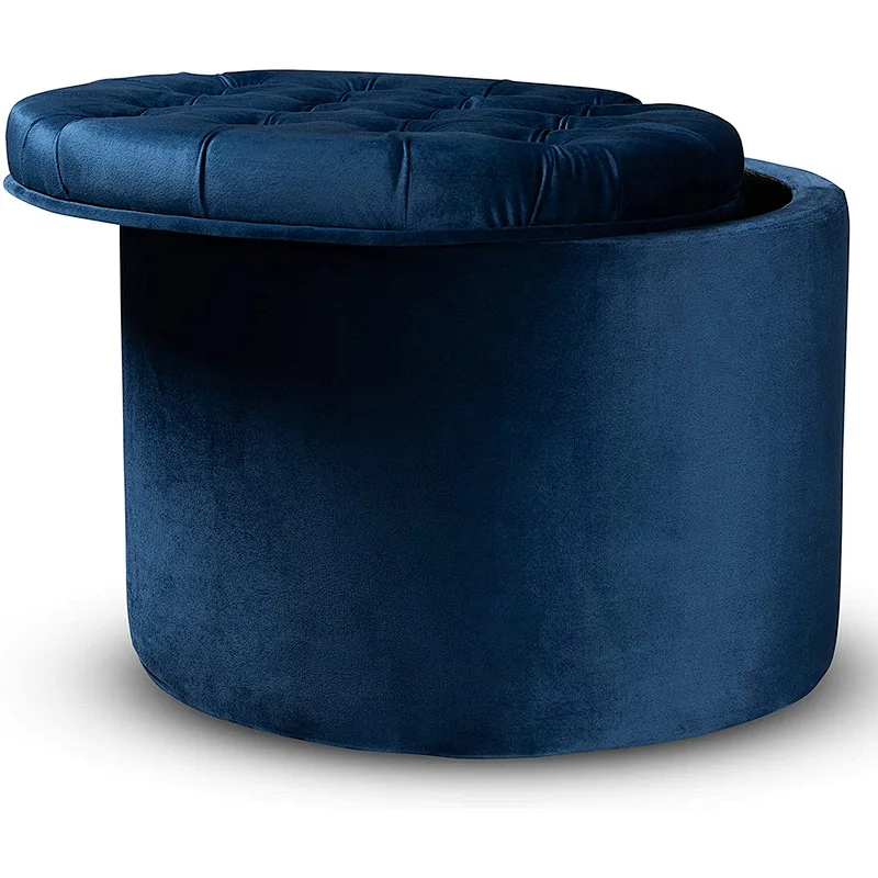 Living Room Stool Pink Velvet round modern foot ottoman stool