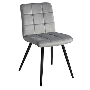 Grey velvet fabric hot selling new design with metal iron black power coating dinning chair leisure chair