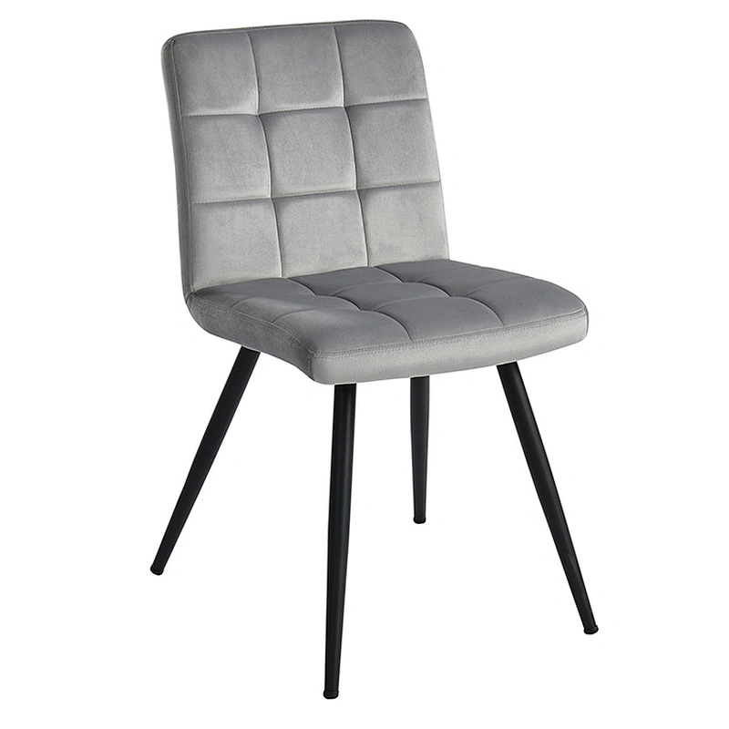 Grey velvet fabric hot selling new design with metal iron black power coating dinning chair leisure chair