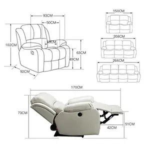 Contemporary living room electric power recliner sofa