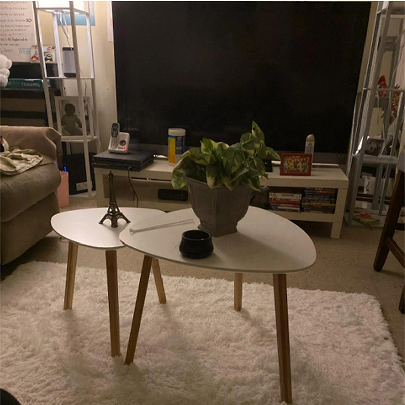 Nesting triangle end set of 2 modern wooden Nordic coffee table