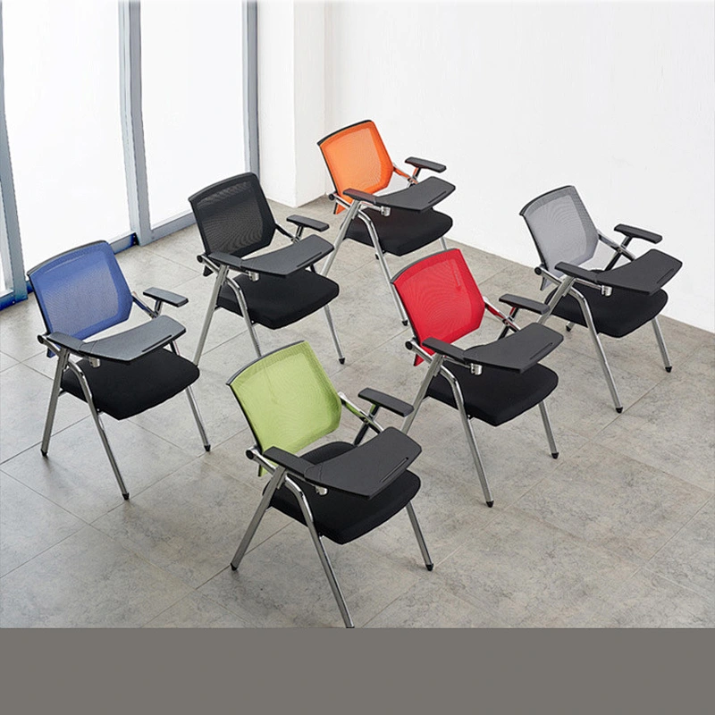 Foldable Training Room Chairs School Chairs With Writing Pad Stackable Mesh Training Chair
