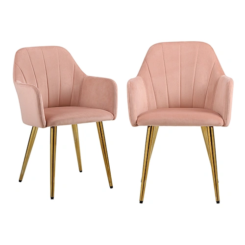Restaurant Furniture Coffee Table Home Dining Room Modern Metal Cafe Pink Velvet Chair