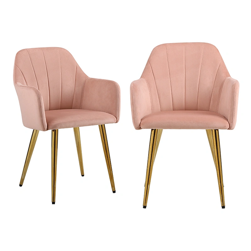 Restaurant Furniture Coffee Table Home Dining Room Modern Metal Cafe Pink Velvet Chair