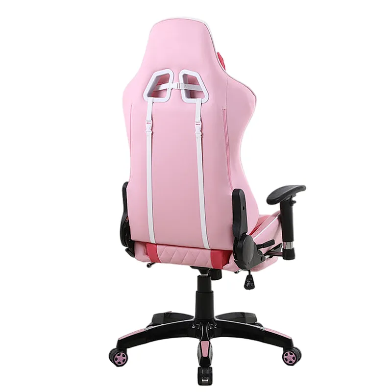 Leather custom logo adult big pink lady ergonomic gaming chair
