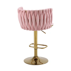 Luxury Vintage Adjustable Bar Stool With Silver Legs Backrest And Footstool