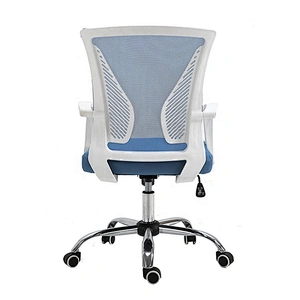 Anji White Revolving Mesh Metal Armrest Grey Fabric Office With Metal Base 5 Wheels Ergonomic Chair For Sale