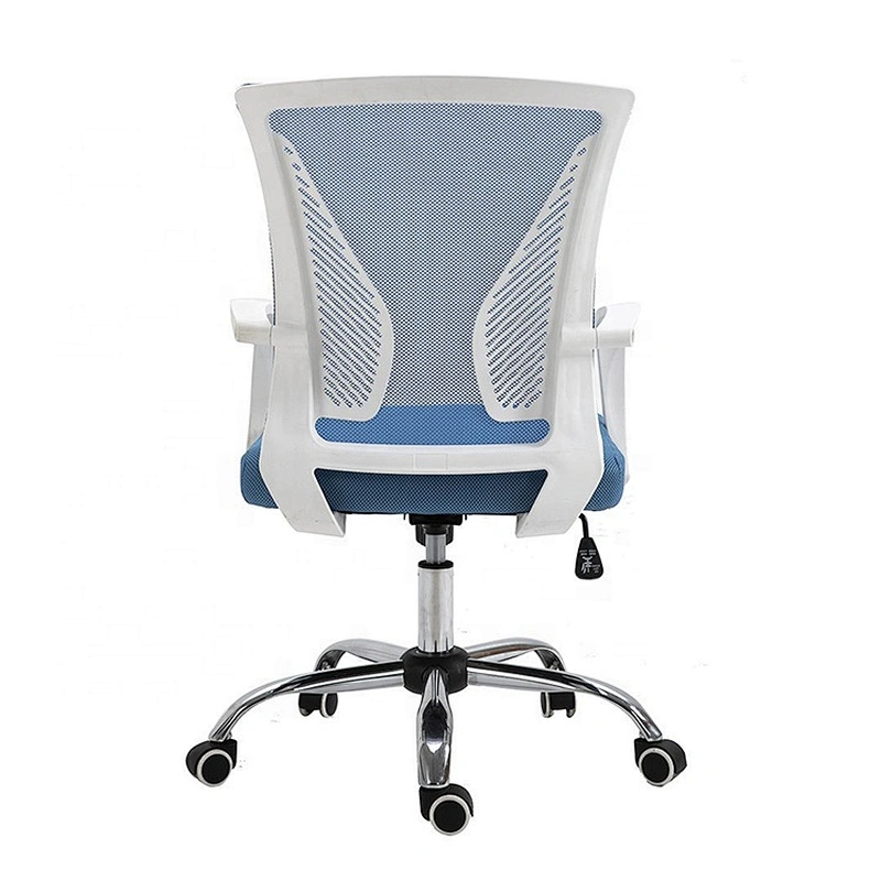 Anji White Revolving Mesh Metal Armrest Grey Fabric Office With Metal Base 5 Wheels Ergonomic Chair For Sale
