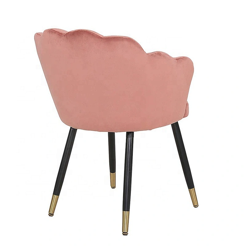 Modern Home Pink Velvet Curved Shaped Leisure Accent Chair Plating Golden Metal Leg