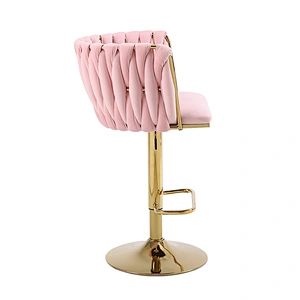 Luxury Vintage Adjustable Bar Stool With Silver Legs Backrest And Footstool